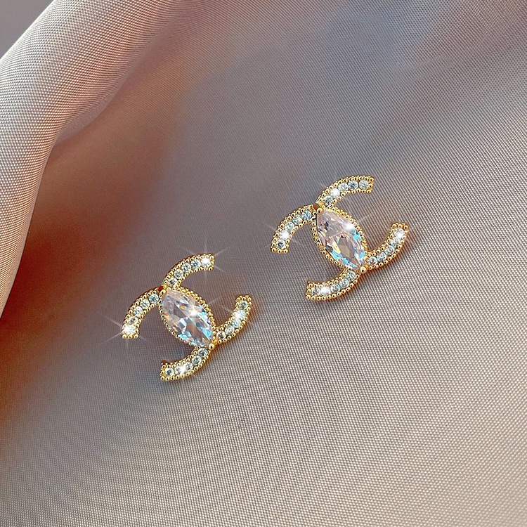 925 anting-anting huruf C ganda perak anting-anting sterling silver high-end wanita anting-anting temperamen