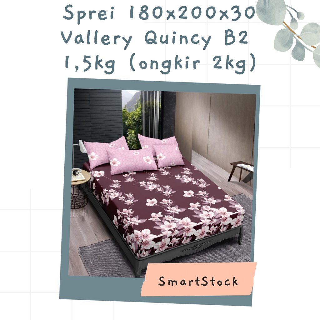 SS Sprei 180 Vallery Quincy Motif 180x200x30 UTUH Tinggi 30 cm King Size No 1