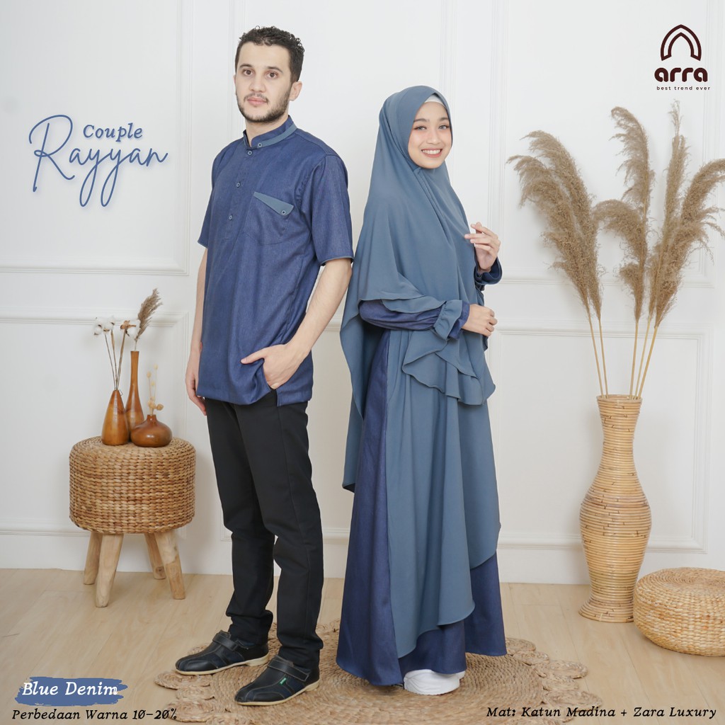 Gamis Sarimbit Keluarga Ayah Ibu Anak Series Rayyan Warna Navy Original Premium Pasangan Couple Busana Muslim Kapel Kondangan Terbaru