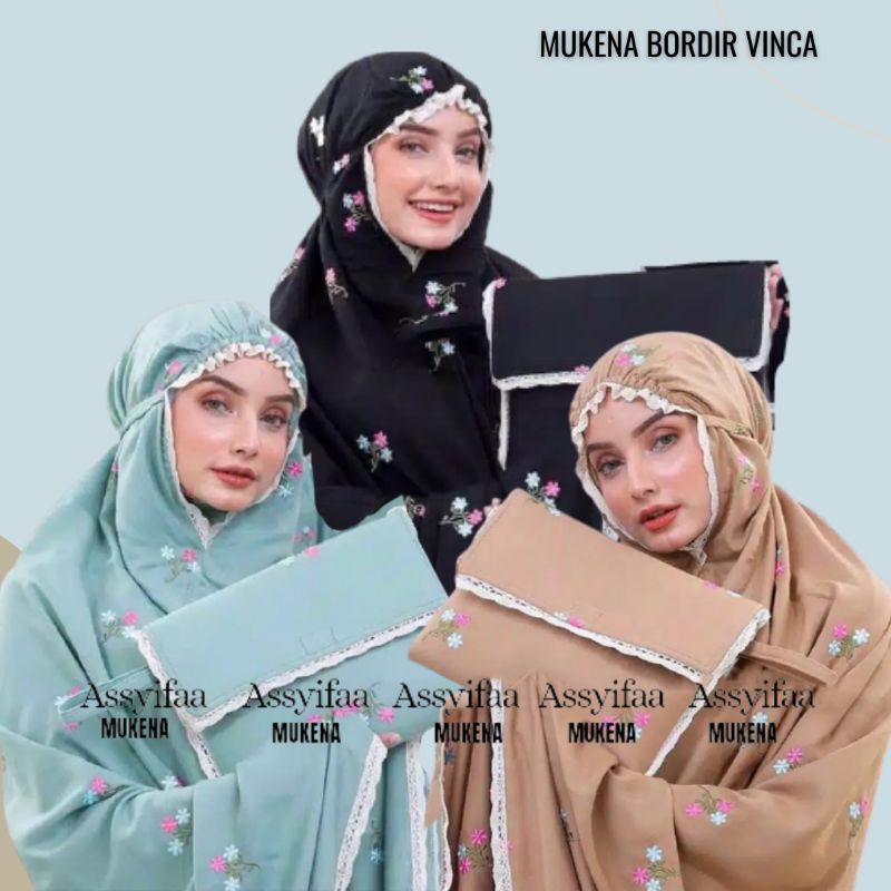 MUKENA DEWASA RAYON BORDIR VINCA || MUKENAH DEWASA || MUKENA TRAVELLING || MUKENAH DEWASA BORDIR
