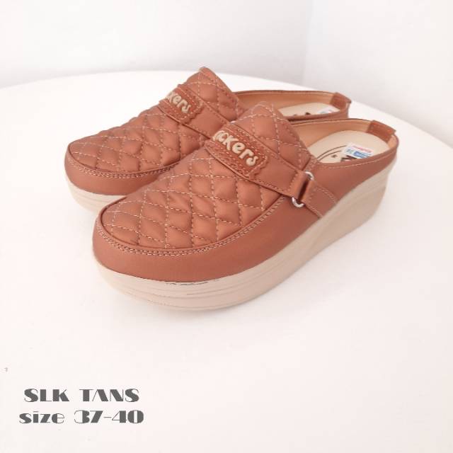 SEPATU WEDGES SLOP TINGGI 5 CM KICKERS | BAHAN KAIN MIRA ELEGANT KODE SLK