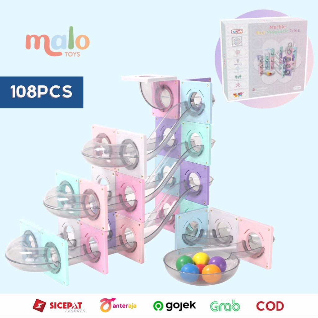 Promo MALOTOYS - MNTL Marble Run PASTEL DREAMY 108 Pcs Ball Run Special Color Macaron Dreamy Candy