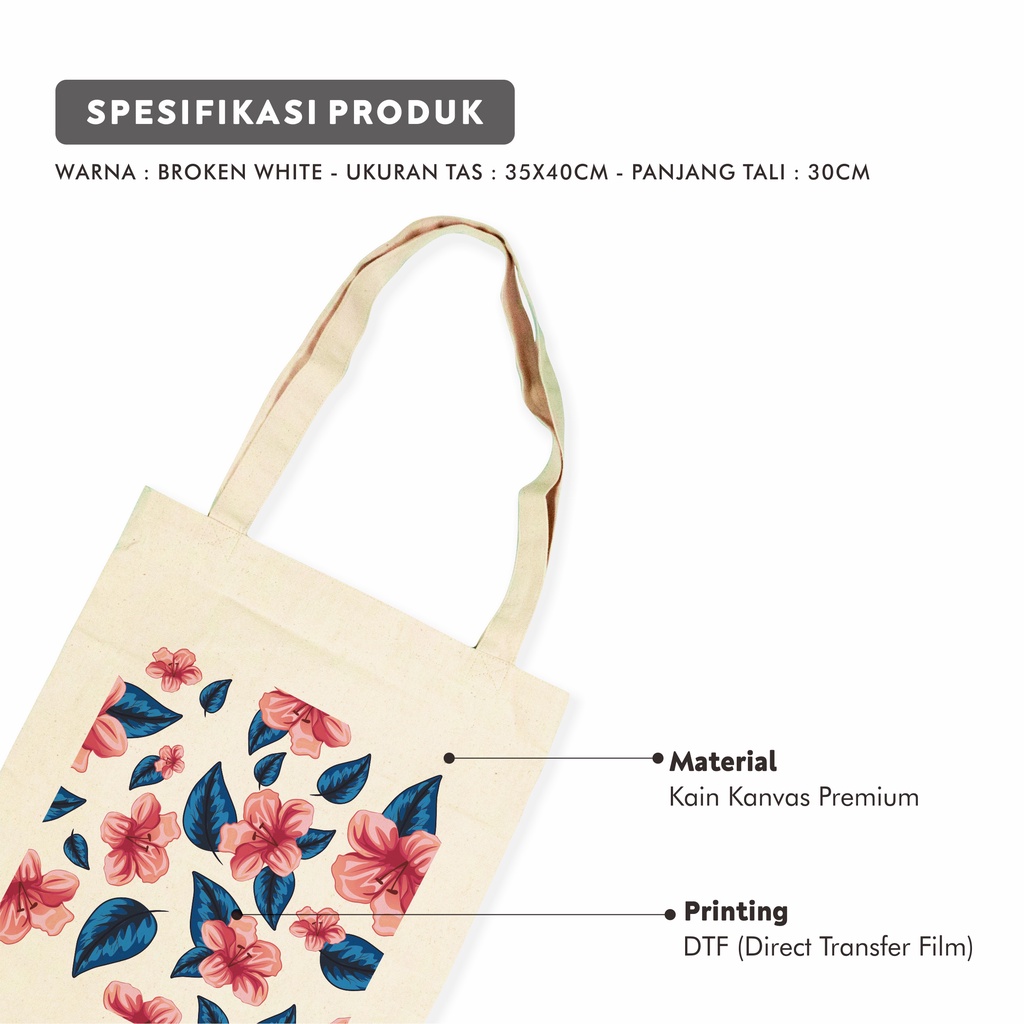 Sevine Totebag Kanvas Wanita Fashion Tas Tote Bag Laptop Motif Tropical - KPT7