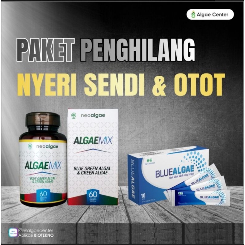 Paket Obat Penghilang Nyeri Sendi Dan Otot Kaku Algaemix dan Bluealgae