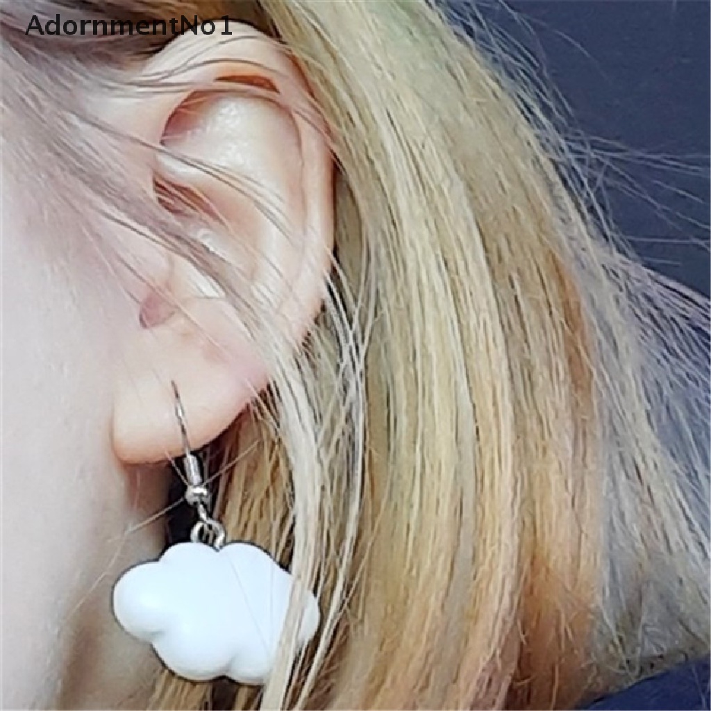 (AdornmentNo1) Anting Tusuk Bentuk Awan Putih + Pelangi Untuk Wanita