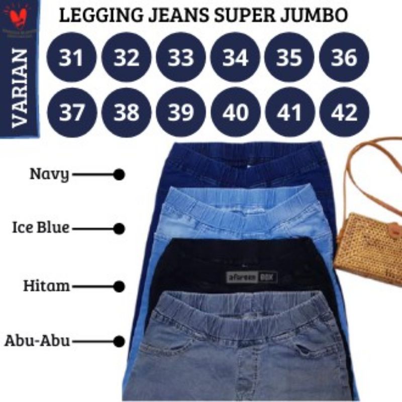 Celana Jeans Jumbo Wanita Pinggang Karet Sofjeans Legging