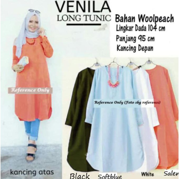 Promo VENILA TUNIK MUSLIM  WANITA KEMEJA WANITA PAKAIAN WANITA BLUS MUSLIMI - Hitam Murah