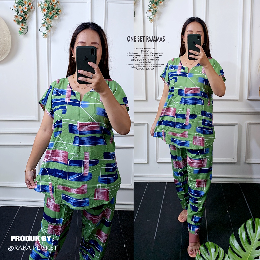 ONE SET PAJAMAS RAYON LENGAN PENDEK SLETING BUSUI