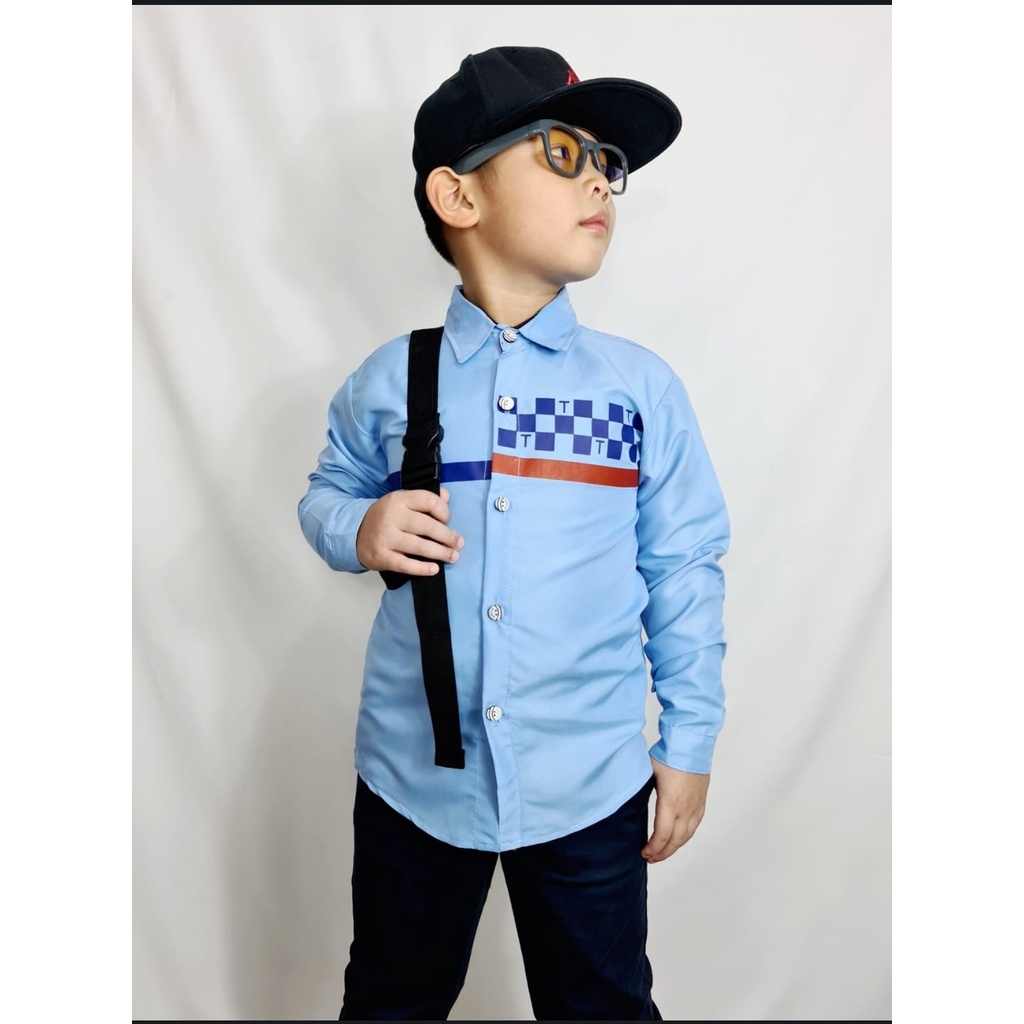 JOSJOLI_STORE/Kemeja Kids Brian/Fashion Anak Laki-Laki Kekinian/Ideal Usia 7-8 Tahun