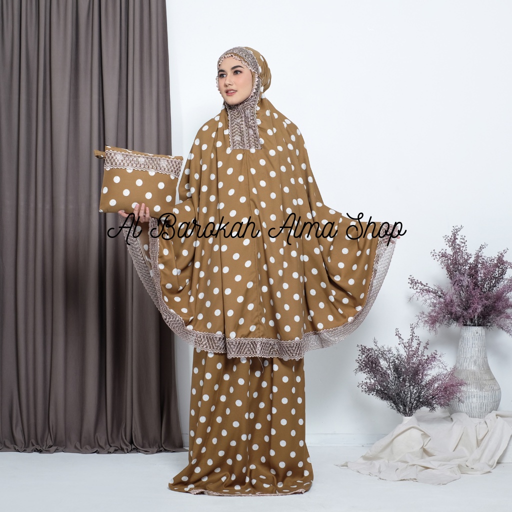 Mukena Dewasa Shakilla Printing Polkadot Jumbo Al Barokah Alma