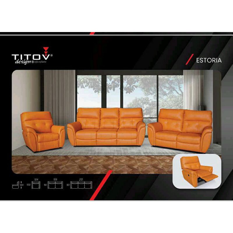Sofa Titov type Estoria Recliner sofa. 3+2+1dudukan recliner atau beli terpisah. chat admin untuk de