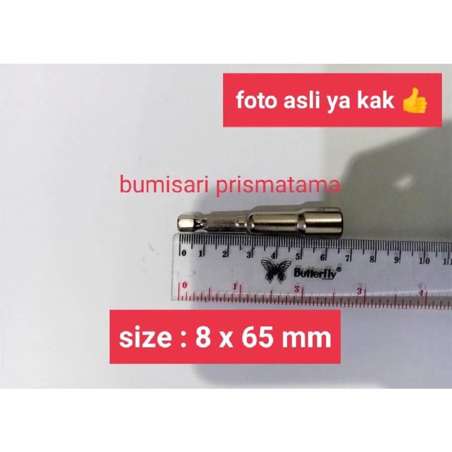 Kunci rofing / Mata obeng magnet 8 X 65 mm / Kunci sok bor murah / Magnetic nut 8mm