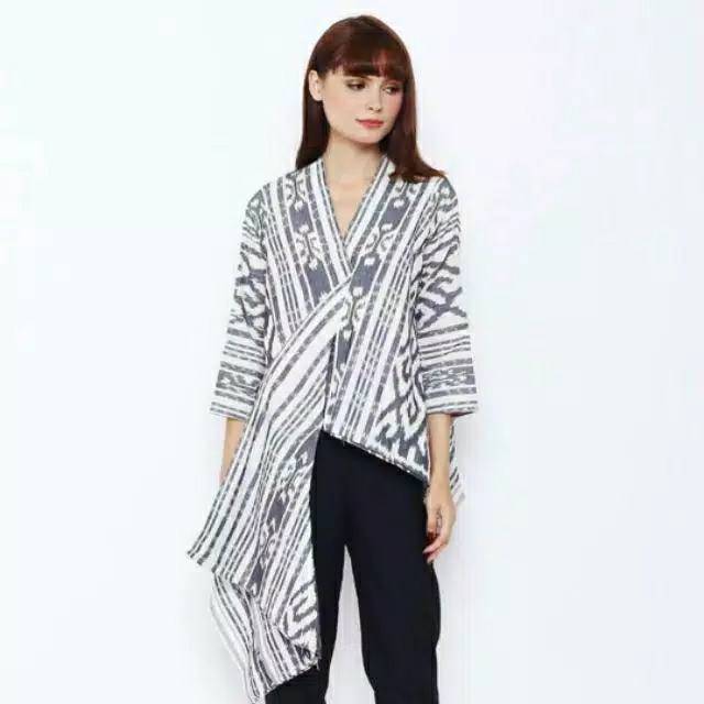 Blazer tenun motif toraja putih G1 + free masker