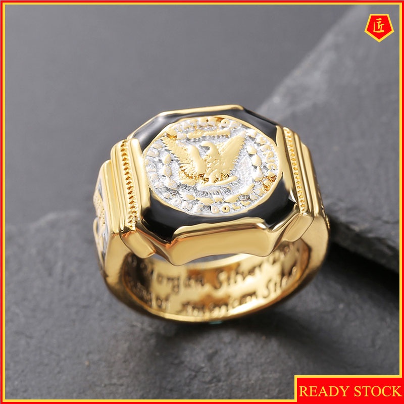 [Ready Stock]Personalized Classic Eagle Dollar Gold Ring