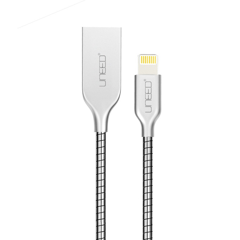 Kabel Data Uneed Stainless Steel Lightning UCB12I 1M Cable Iphone 5 6 7 Fast Charge 2.4A
