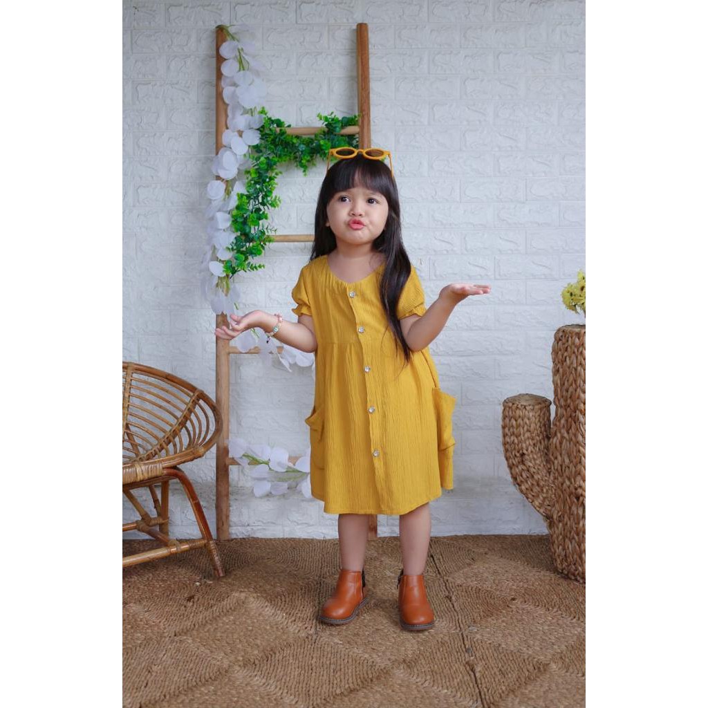 TokoMilkan Dress Anak Perempuan Mina Pocket Kids | Pakaian Anak Umur 1-6 Tahun