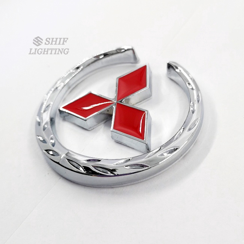 1pc Stiker Emblem Logo Mitsubishi Bahan Metal Untuk Dekorasi Bagasi Belakang Mobil