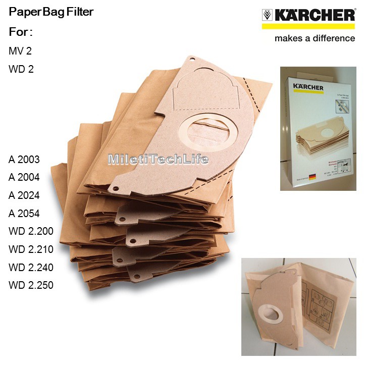 Karcher Filter Bag Vacuum WD2 MV2 A2004 WD 2200 Kantong Debu