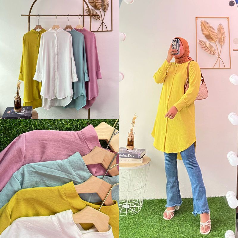 baju tunic atasan wanita blouse crinkle