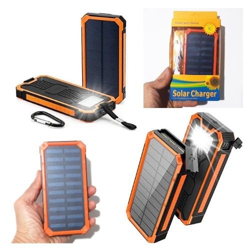 Solar Cell Power Bank Charge 2 Port 20000mAh Senter LED ES100 111159