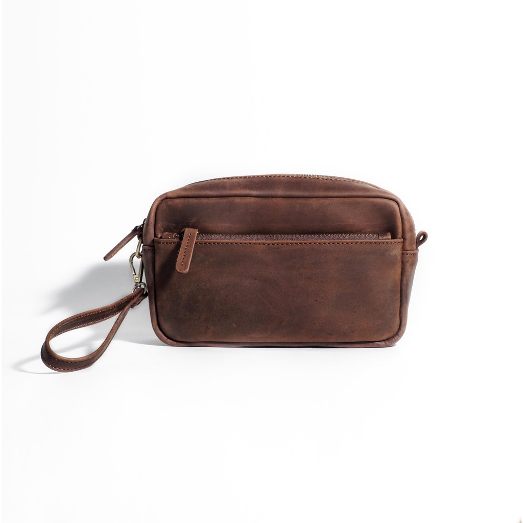 TAS TANGAN PRIA WANITA KULIT ASLI LEATHER POUCH HAND BAG