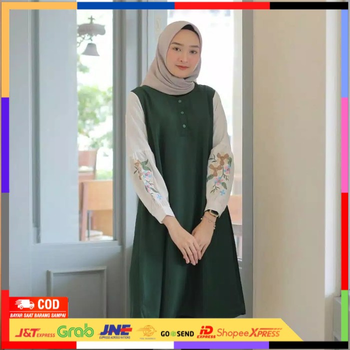 ✨ BISA COD ✨ Martha tunik/tunik mimica/atasan muslim wanita - Hijau
