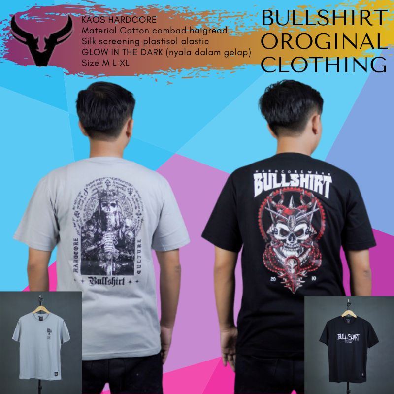 KAOS TENGKORAK HARDCORE SABLON GLOW IN THE DARK