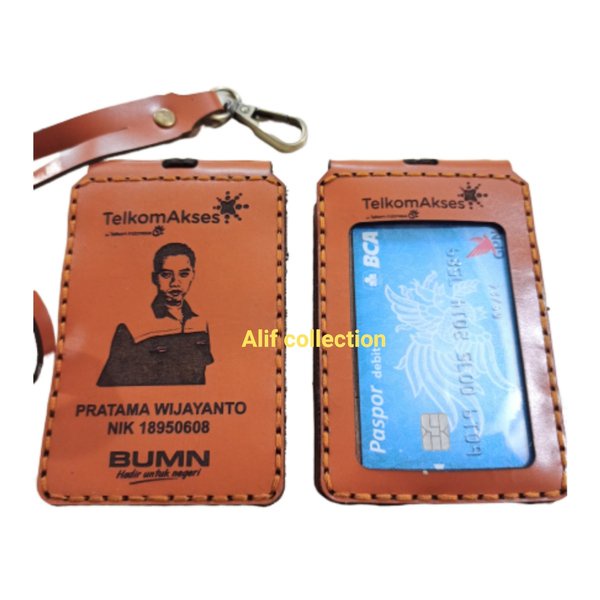 

iD card holder kulit asli - name tag kulit asli costum nama perusahaan dan photo - dompet id card a