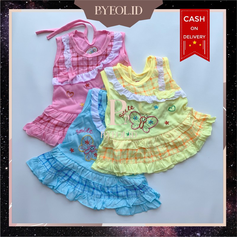 (BYEOL.ID) BYEOL-C003 Setelan Baju Anak Gambar Kupu-kupu Tanpa Lengan Baju Anak Perempuan Baju Anak 