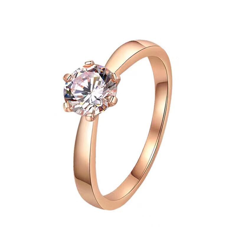 cincin fashion korea wanita titanium asli anti karat model diamond look size 6 7 8