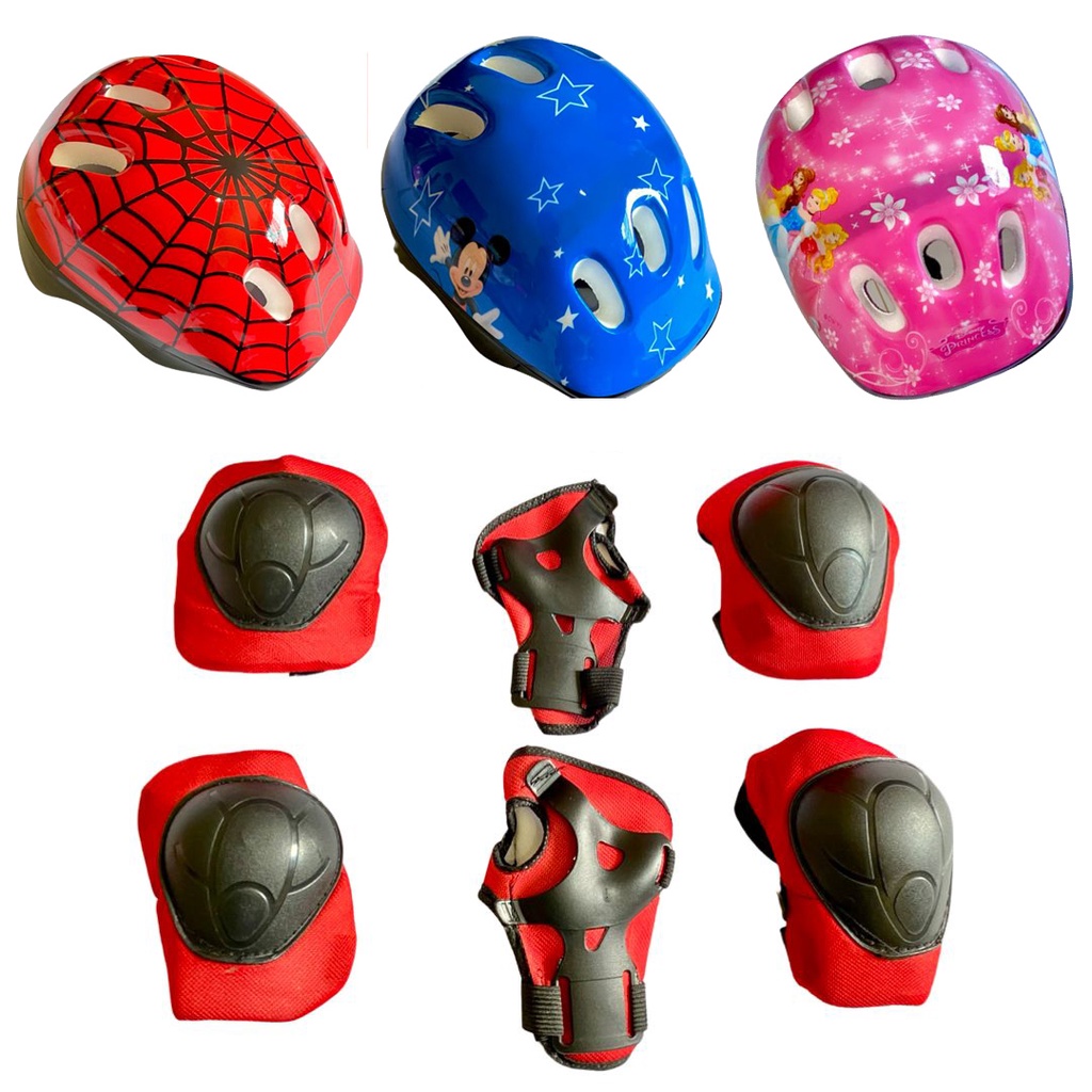 Now Helm motif  &amp; Deker Sepatu Roda Anak / Inline Skater Basic Protector