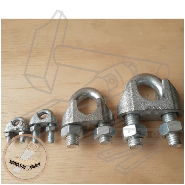 SB TERMURAH KUKU MACAN Clamp Klem Tali Kawat Baja Kabel Seling Sling 10 MM 3/8" Galvanis