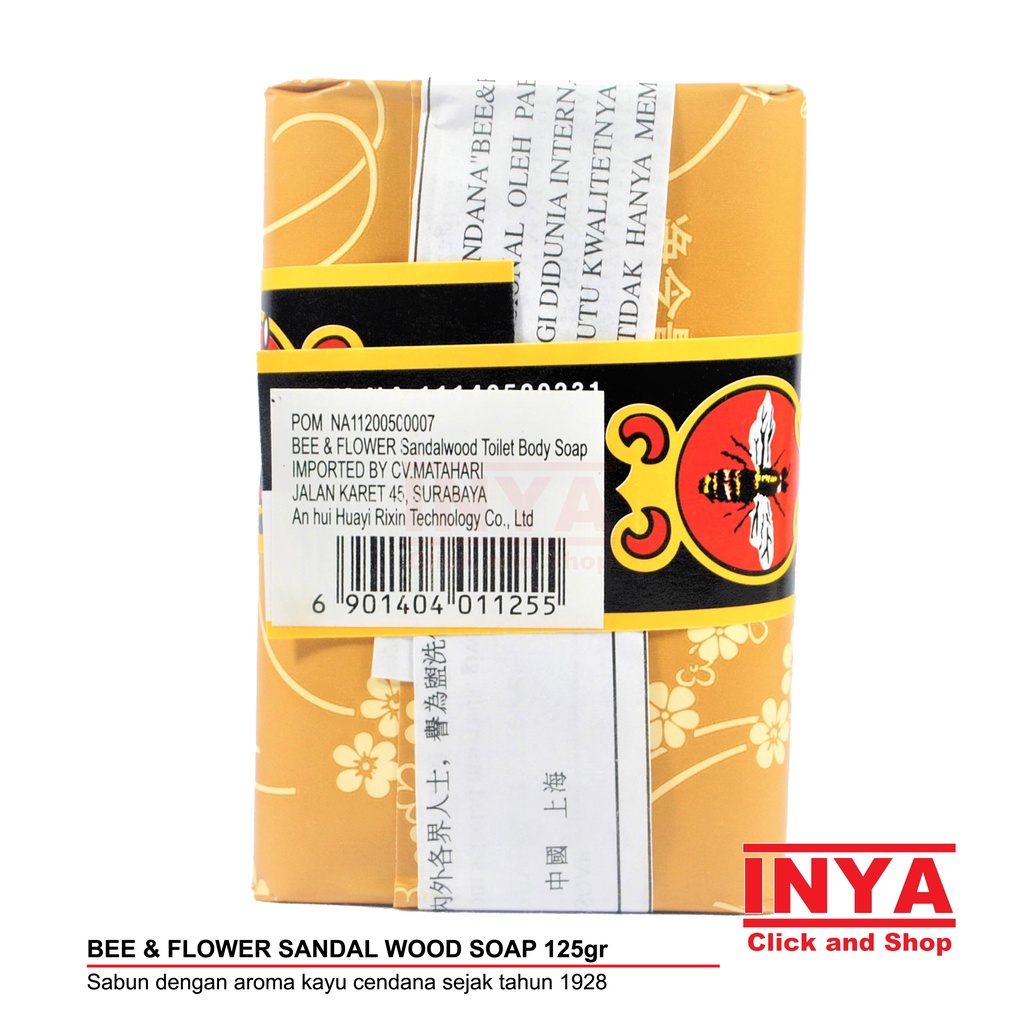 BEE &amp; FLOWER BRAND SANDAL WOOD SOAP 125gr CAP TAWON - SABUN BATANG KAYU CENDANA IMPORT