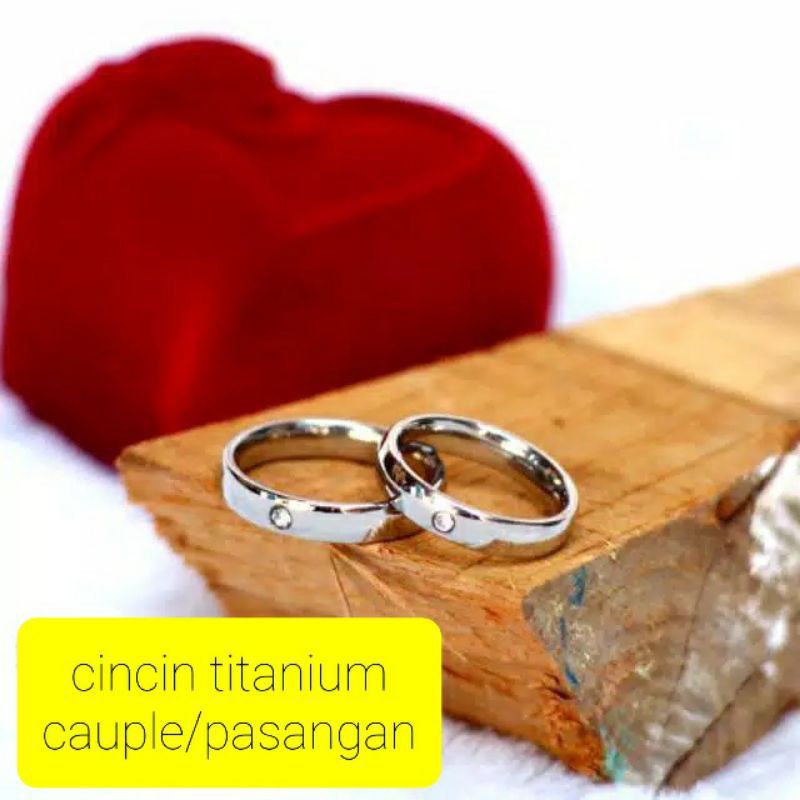 CINCIN TITANIUM SILVER PERMATA SATU COUPLE PRIA WANITA(harga satuan)