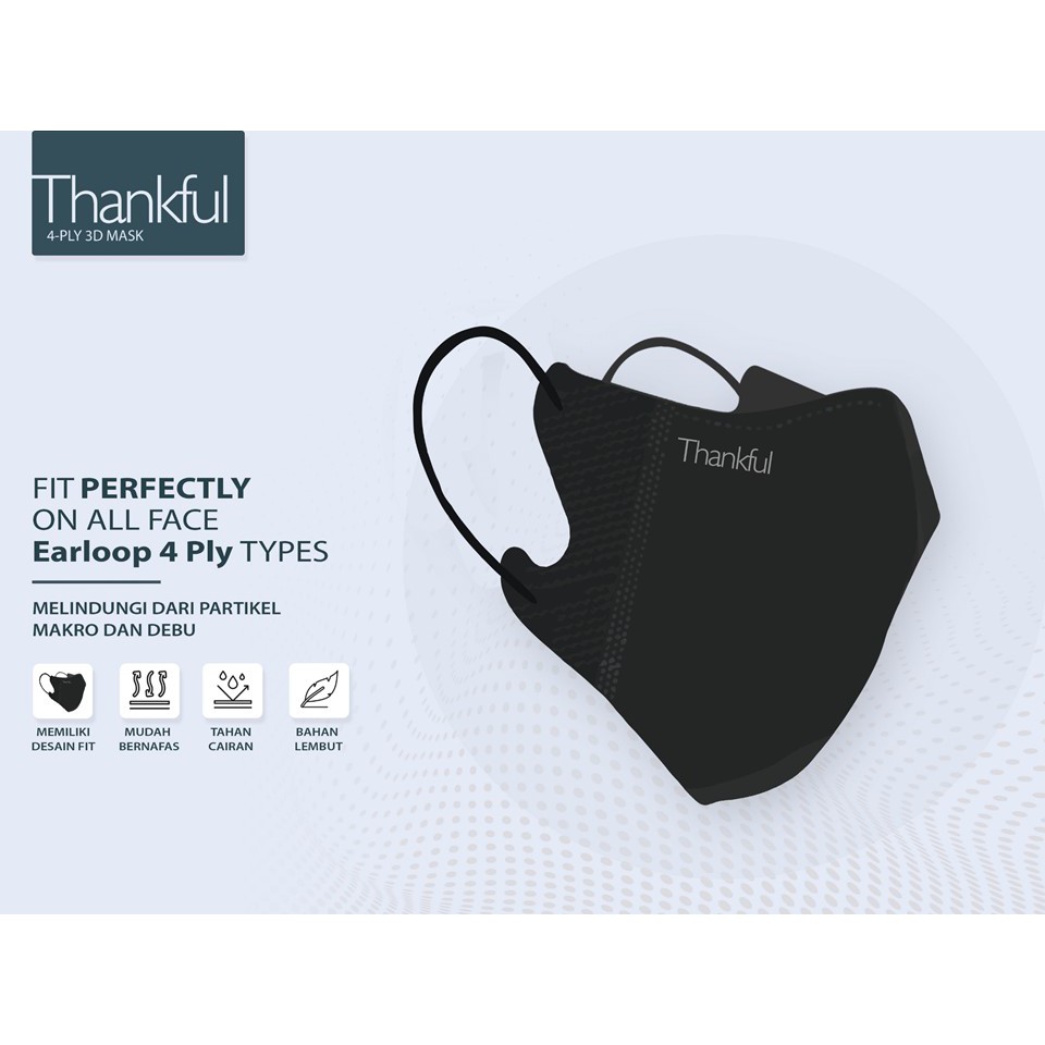 Thankful 4-Ply 3D Mask Isi 3 Pcs