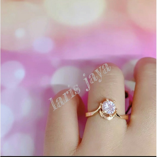 harga promo cincin TITANIUM anti karat berlapis emas Cincin wanita dewasa batu permata zircon