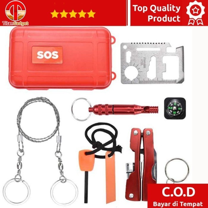 Perlengkapan SOS Emergency Survival Kit Set FervorFOX First Aid Tools