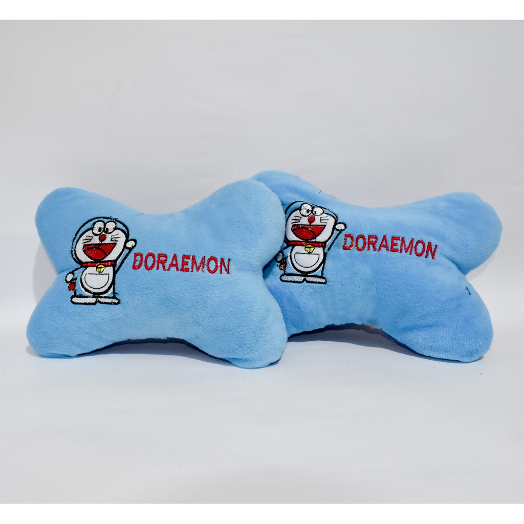 Bantal Mobil 3in1 DORAEMON Biru Carset Head rest Sandaran Kepala Leher 3 in 1 Dora emon Blue Colour