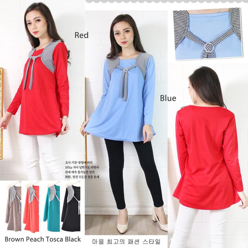 Baju Atasan Blouse Polos Wanita Lengan Panjang Rompi Zebra U100