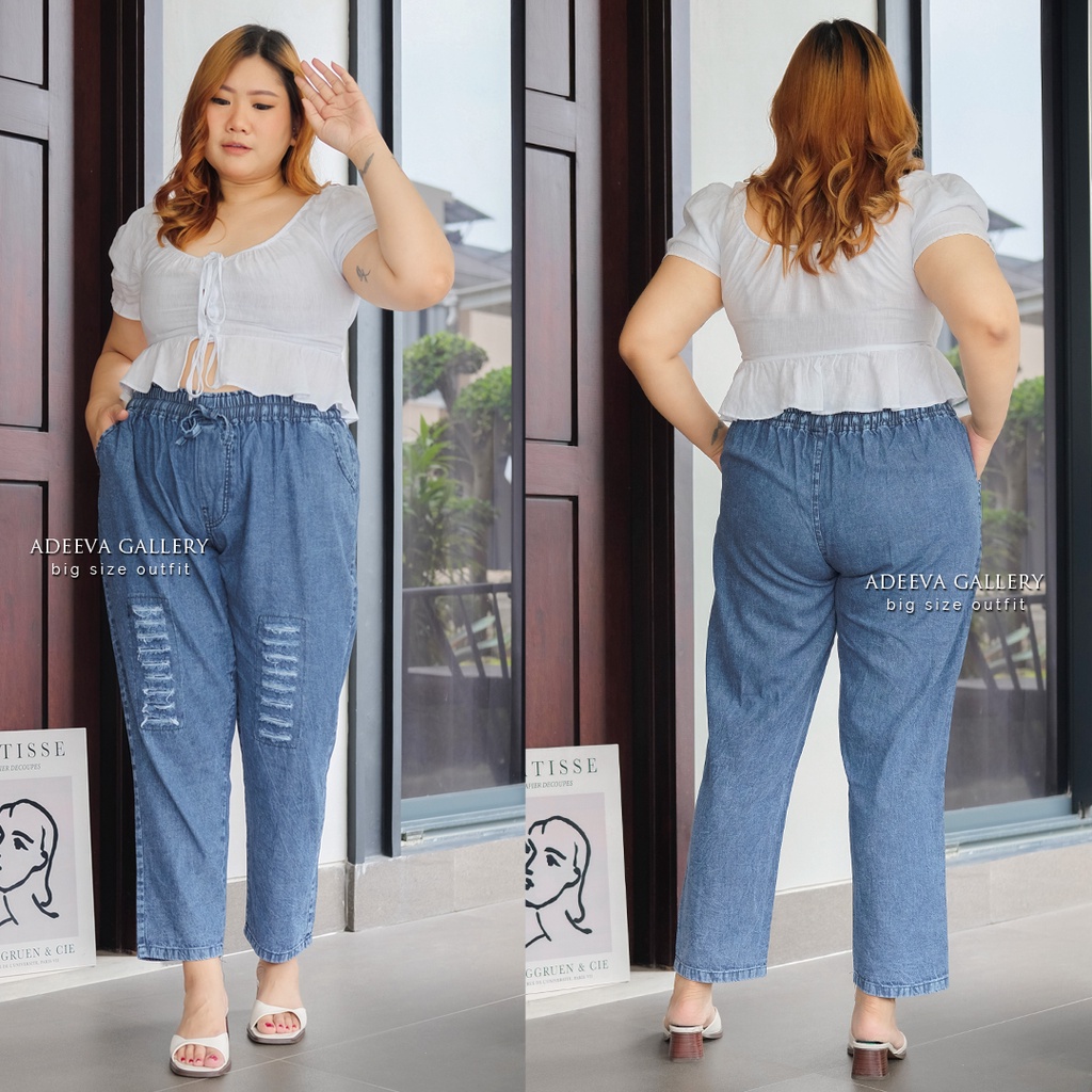 ADEEVA Redea Pants Jumbo Celana Jeans Wanita Jumbo