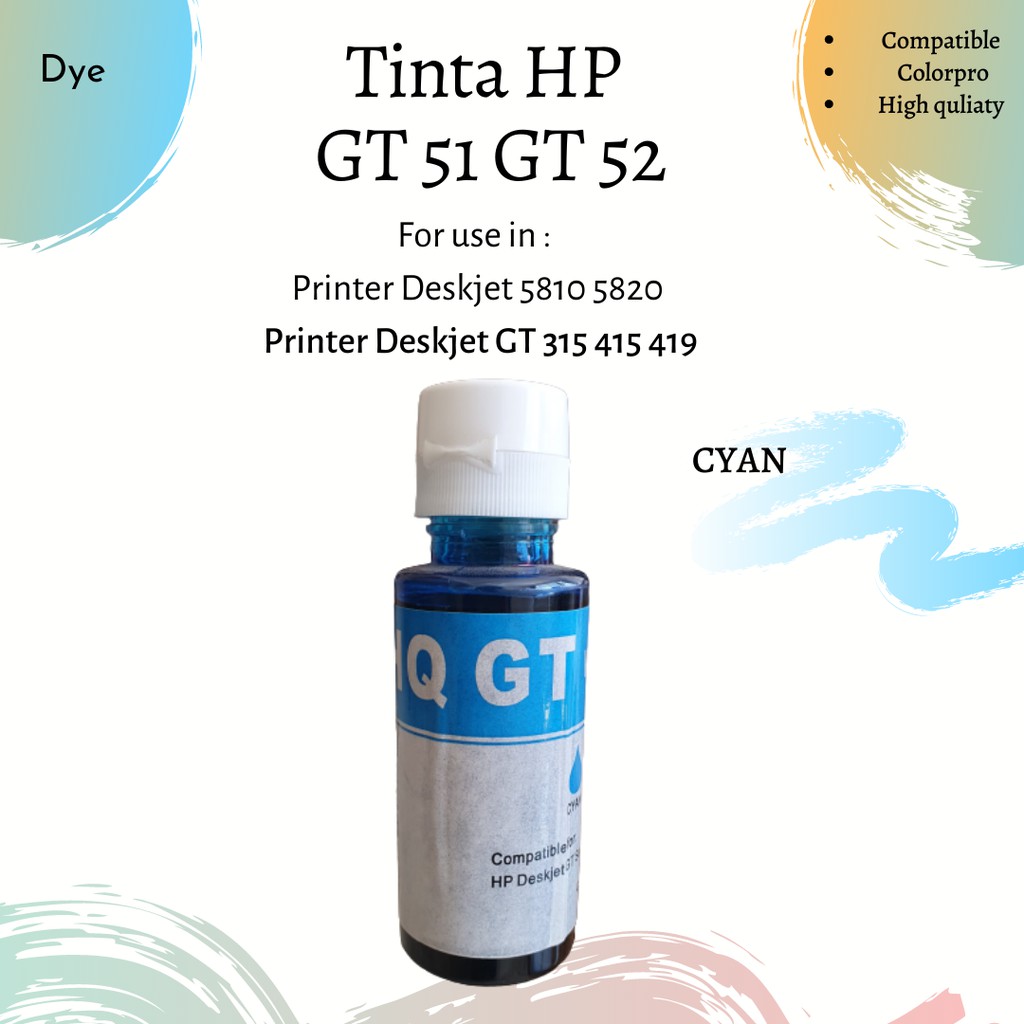 Tinta Compatible Colorpro Refill for Printer GT 51 52  Deskjet Officejet 1 PAKET 4 warna