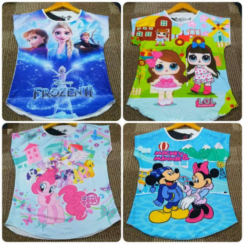 Bisa Pilih:Kaos anak cewek Coco Ice uk 2 - 8 th Frozen/Mickey Minnie  mouse/little pony/Lol