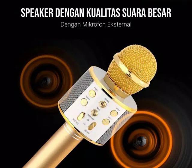 Mic Bluetooth Ws858 Premium Wster Smule Wireless Karaoke Microphone Ws-858 Best QualityK