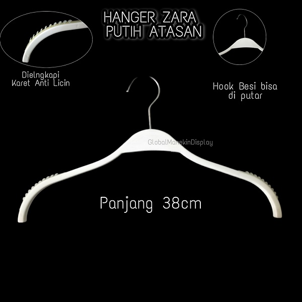 Hanger Zara | Gantungan Baju Zara - ( Plastik Putih 10 PCS )