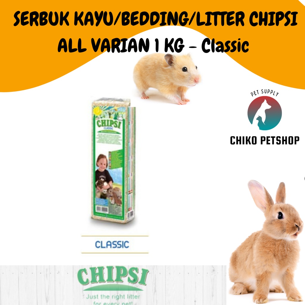 SERBUK KAYU/BEDDING/LITTER CHIPSI ALL VARIAN 1 KG  Untuk  Hamster Kelinci