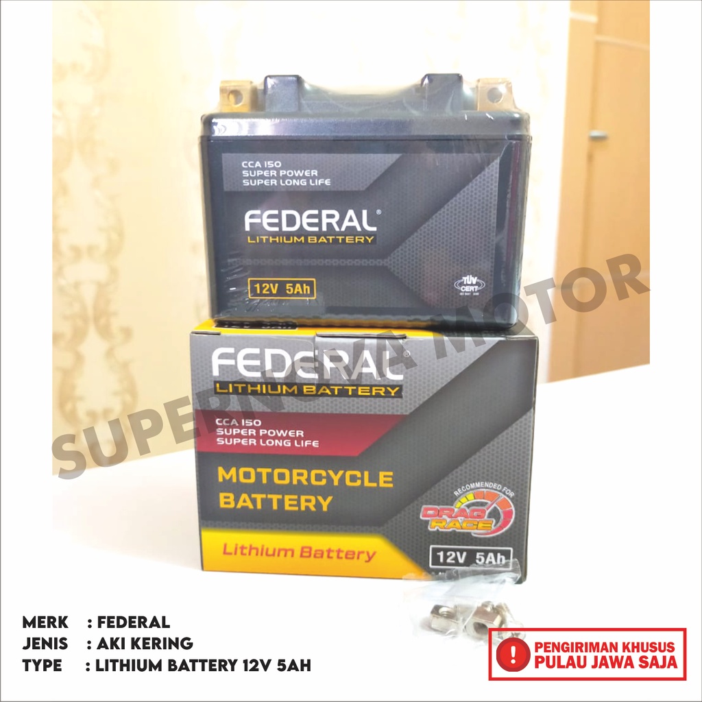 Jual AKI FEDERAL LITHIUM BATTERY AKI MOTOR FEDERAL LITHIUM BATTERY 12V