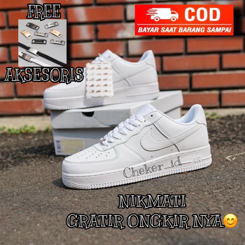 sepatu putih pria dan wanita tred masa kini sneaker tongkrongan kekinian terlaris nk air force 1 one