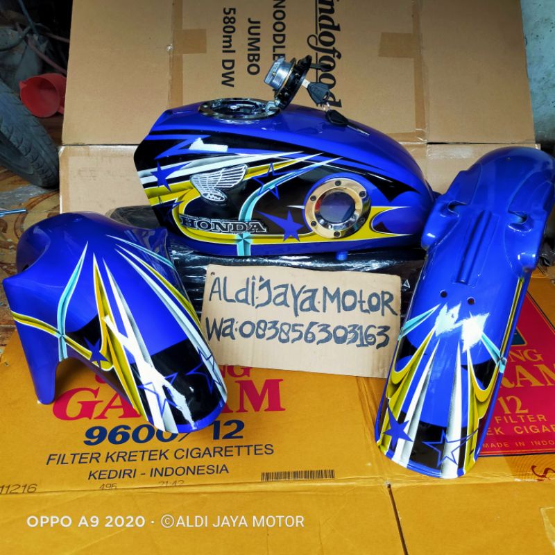 body set cb aquarium tutup ninja motif Airbrush merah biru hitam bisa request warna  anti karat suda