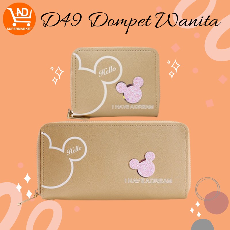 AND COD Dompet Panjang Mini Zipper Wanita Kulit Sintetis Motif Kartun Dompet Korea Wanita Murah D49