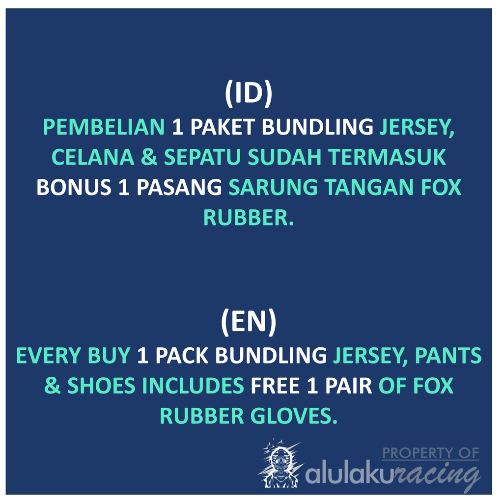 Jersey, Celana, Sarung Tangan &amp; Sepatu Fullprint with Protectors Fullset MX Trail Motocross - Paket Bundling FOCTFG060706-F46